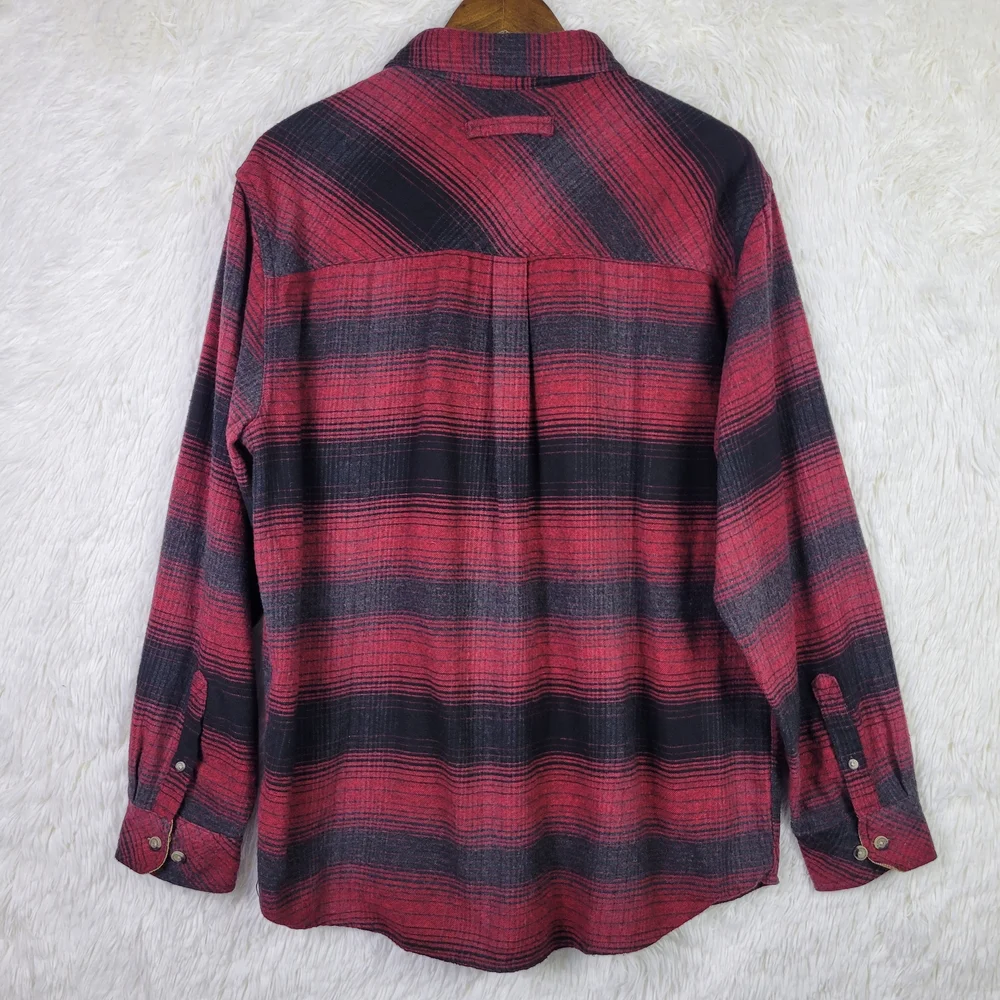 Legendary Whitetails‎ Mens L Buck Camp Red Brushed Striped Flannel Workwear
